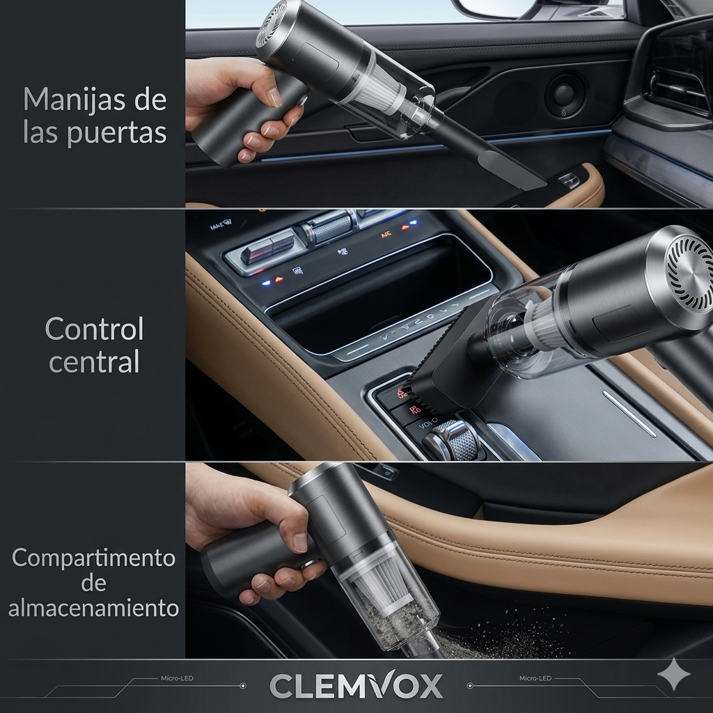 CLEMVOX Ultra-10 — La mini aspiradora que limpia cada rincón de tu coche y hogar en segundos